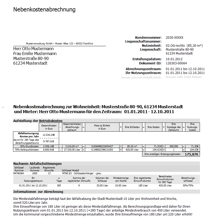 Nebenkostenabrechnung